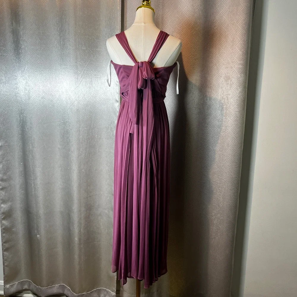 David's Bridal Bridesmaid Dress Convertible Maxi Gown Formal Mauve Size 8 - Picture 9 of 13